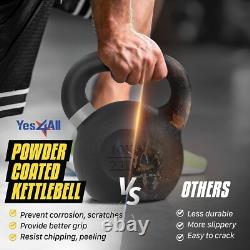 Cast Iron Kettlebell 71 Lbs Powder Coated Non-Slip Handle Home Workout Gear