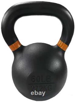 Cast Iron Kettlebell Black 60 lb Kettlebells Weights Exercises Strength Training