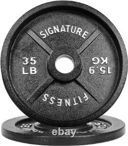 Cast Iron Olympic Barbell 2-inch Weight Plates Weightlifting 2.5 45lb Pairs