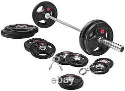 Cast Iron Olympic Home Gym Weight 7FT Barbell Clip 300 Lbs Set Multiple Packages