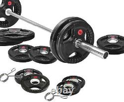 Cast Iron Olympic Home Gym Weight 7FT Barbell Clip 300 Lbs Set Multiple Packages