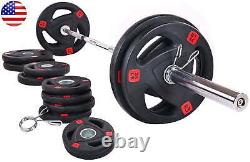 Cast Iron Olympic Weight 7 Ft Olympic Barbell Clips 300 Lb Set Multiple Packages