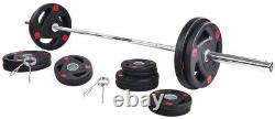 Cast Iron Olympic Weight Including 7FT Olympic Barbell and Clips, 300-Pound Set