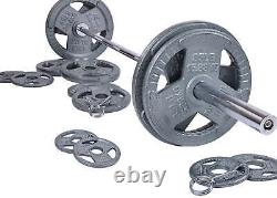 Cast Iron Olympic Weight Lifting Set With Barbell Clip Body Workout Gym 300 Lbs US