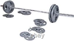 Cast Iron Olympic Weight Lifting Set With Barbell Clip Body Workout Gym 300 Lbs US