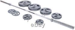 Cast Iron Olympic Weight Lifting Set With Barbell Clip Body Workout Gym 300 Lbs US