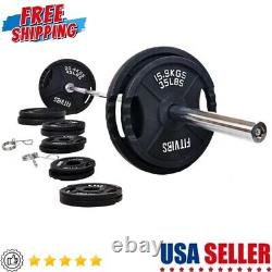 Cast Iron Olympic Weight Set With Barbell Clips Multiple Packages Workout 300 Lbs