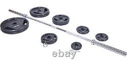 Cast Iron Olympic Weight Set and Barbell Including 7 FT Bar & Clips, 300 lbs NEW