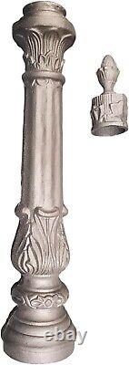 Cast Iron Ornamental Post Base Section + Top Crown Fits 2 Round Pipe