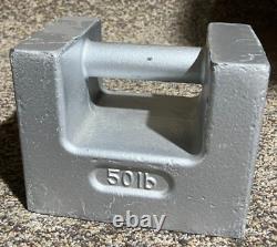 Cast Iron Painted Grip Handle Test Weight 50lb Mass Silver FAST SHIPPING