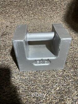Cast Iron Painted Grip Handle Test Weight 50lb Mass Silver FAST SHIPPING