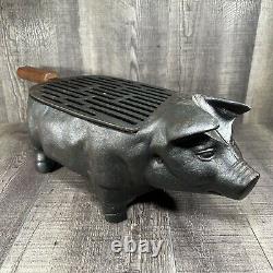 Cast Iron Pig Piggy Hog Small Hibachi Tabletop Charcoal BBQ Barbecue Grill