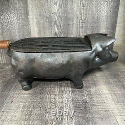Cast Iron Pig Piggy Hog Small Hibachi Tabletop Charcoal BBQ Barbecue Grill