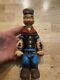 Cast Iron Popeye Sailor Man Piggy Bank Collector Huge Olive Oil Patina 2+lbs 8