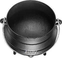 Cast Iron Pre-Seasoned Potjie African Pot With Lid, 10 Quarts, Size 4