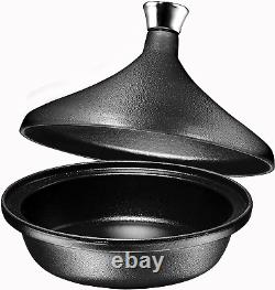 Cast Iron Pre-Seasoned Tagine Pot WithCast Iron Lid, 4 Quart, Stove Safe Dish, for