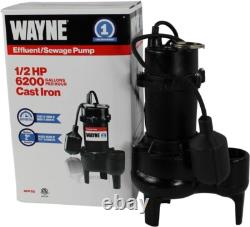 Cast Iron Sewage Pump 1/2 HP with Float Switch 6200 GPH Basement Water Removal