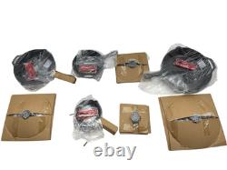 Cast Iron Skillets Set 6+8+10+12 + Glass Lids + Silicone Handle Grips