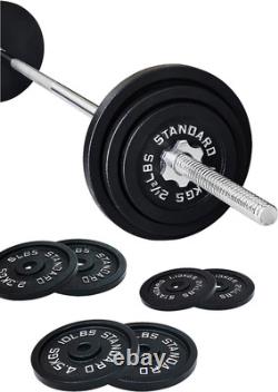 Cast Iron Standard Weight Plates Including 5FT Standard Barbell with Star Locks