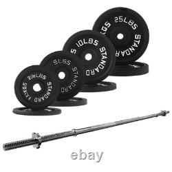 Cast Iron Standard Weight with 5FT Sectional Standard Barbell Star Locks 80LB SET