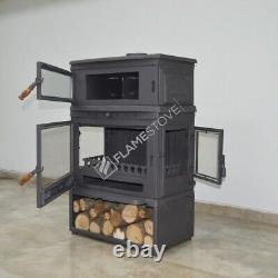Cast Iron Stove with Side Panels, Wood Burning Stove with Ove, 13 kW, 352.7 lbs