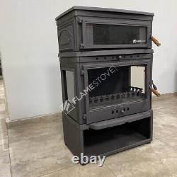 Cast Iron Stove with Side Panels, Wood Burning Stove with Ove, 13 kW, 352.7 lbs