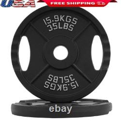 Cast Iron Weight Plates 35Lbs Pair Strength Training Olympic Bar Fitness 2 Count