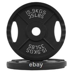 Cast Iron Weight Plates 45lb Pair Strength Training 2Inch Rust Resistant New