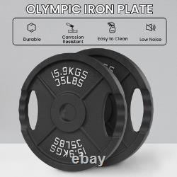 Cast Iron Weight Plates 45lb Pair Strength Training 2Inch Rust Resistant New
