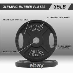 Cast Iron Weight Plates 45lb Pair Strength Training 2Inch Rust Resistant New