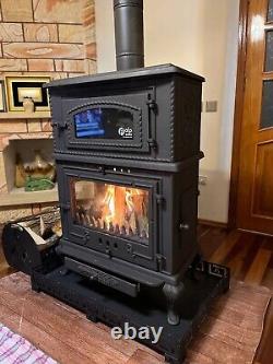 Cast Iron Wood & Charcoal Stove, Fireplace with Oven, Living Room Heating Stove