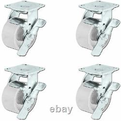 CasterHQ- 5 inch x 2 inch Steel Swivel Casters withBrakes (4) Cast Iron Wheel