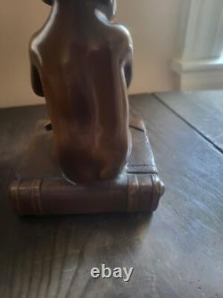 Child Bookends, Bronzed Finish Cast Iron Heavy Over 5lbs Bookend Art Nouveau