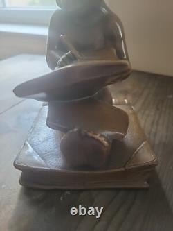 Child Bookends, Bronzed Finish Cast Iron Heavy Over 5lbs Bookend Art Nouveau