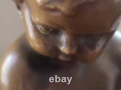 Child Bookends, Bronzed Finish Cast Iron Heavy Over 5lbs Bookend Art Nouveau