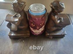 Child Bookends, Bronzed Finish Cast Iron Heavy Over 5lbs Bookend Art Nouveau
