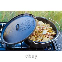 Classic Preseasoned Cast Iron 16 In. Dutch Oven, Metal Bail Handle on Kettle