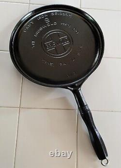 Collector Grade! #8 Griswold Hexagon Wooden-handle Lbl Cast Iron Griddle Pn#613