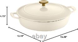 Covered Braiser Cast Iron 4 Qt Latte with Gold Stainless Steel Knob, 80131/087DS