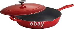 Covered Skillet Enameled Cast Iron 12-Inch, Gradated Red, 80131/058DS