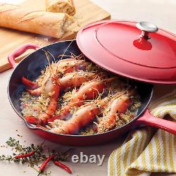 Covered Skillet Enameled Cast Iron 12-Inch, Gradated Red, 80131/058DS