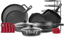 Cuisinel Cast Iron Cookware Set Complete Pre-Seasoned Kit