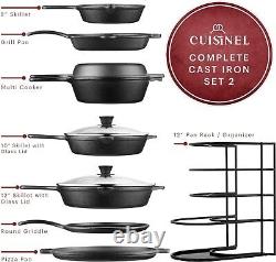 Cuisinel Cast Iron Cookware Set Complete Pre-Seasoned Kit