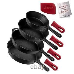 Cuisinel Cast Iron Skillets Set 4-Piece Chef Pans 6 + 8 + 10 + 12-Inc