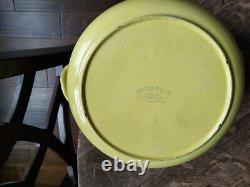 Descoware Robert Markley Yellow Enamel Casserole Cast Iron Decorated 4qt