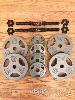 Dumbbell Weight Set. Cast Iron Plates. Spin-Lock Handles. 50 lbs Adjustable. New