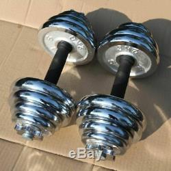 EFL Adjustable Pair Total 22-110 Lbs Cast Iron Gym Strength Weight Dumbbells Set