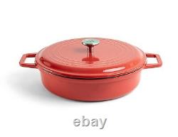 Enameled Cast Iron Braiser Pan with Lid Braising & Poaching Durable Cookw