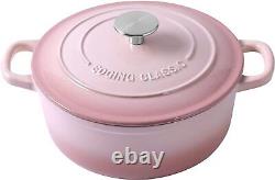 Enameled Cast Iron Covered 5.5 Quart Dutch Oven Dual Handle Pink