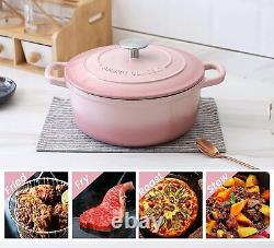 Enameled Cast Iron Covered 5.5 Quart Dutch Oven Dual Handle Pink